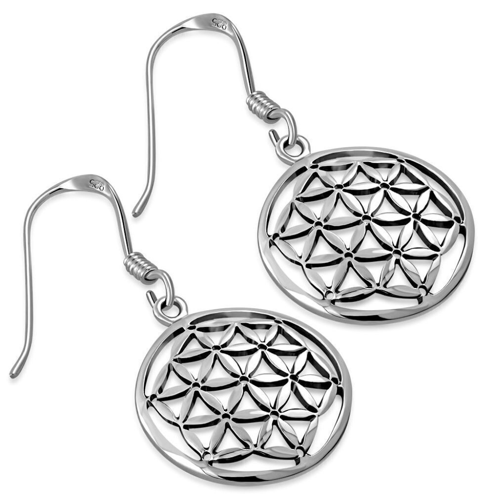 Earrings--Small FLOWER OF LIFE in Sterling Silver
